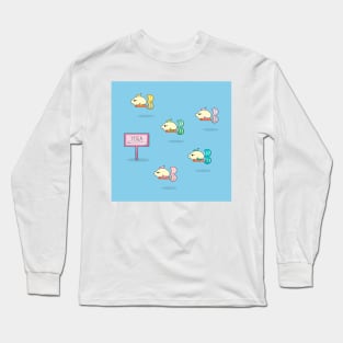 Cartoon illustration of fishes going to yoga class Long Sleeve T-Shirt